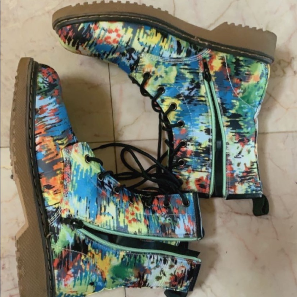 Multi colored combat boots